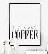 LaLe Living Bild Leinwanddruck mit Schriftzug "But First Coffee"