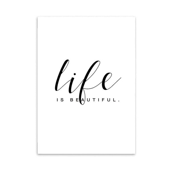 LaLe Living Bild Leinwanddruck mit Schriftzug "life IS BEAUTIFUL" A3 / A4