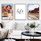 LaLe Living Bild Leinwanddruck mit Schriftzug "life IS BEAUTIFUL" A3 / A4