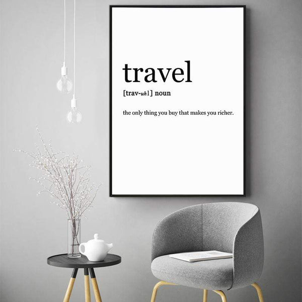 LaLe Living Bild Leinwanddruck mit "travel" Schriftzug