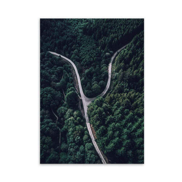 LaLe Living Bild Leinwanddruck Wald mit Straße A4 21x30cm