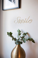 LaLe Living Wanddekoration LaLe Living Deko Schriftzug Smile in Gold, 30 x 13 cm