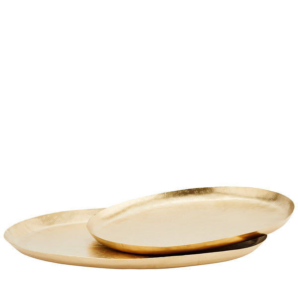 MADAM STOLTZ Ovales Tablett in Gold, 2er Set