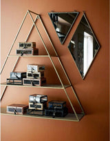 MADAM STOLTZ Triangel Wandregal in Antik Gold, 61x15x60 cm