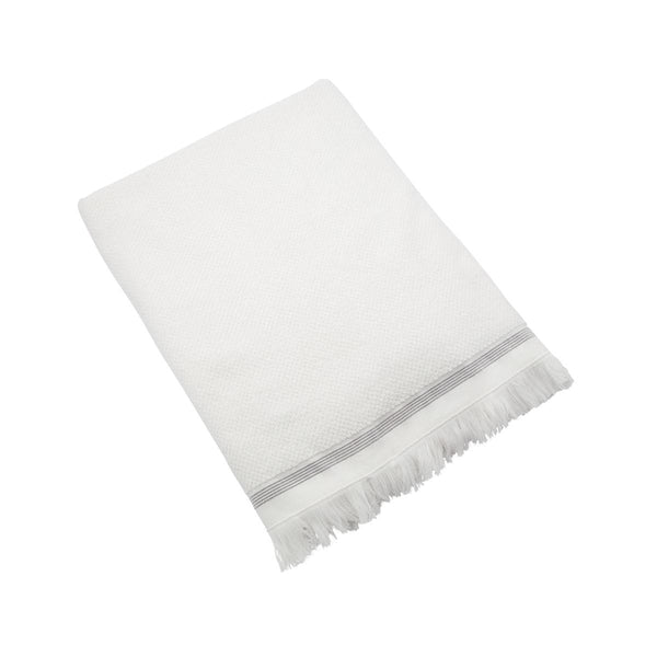 Meraki Handtuch Meraki Handtuch 100x180 cm Weiß mit grauen Streifen aus Organischer Baumwolle