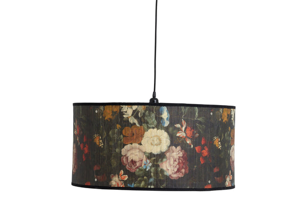 Nordal Lampenschirm Nordal Hängeleuchte Baubo aus Bambus mit Blumenprint, Ø 60cm