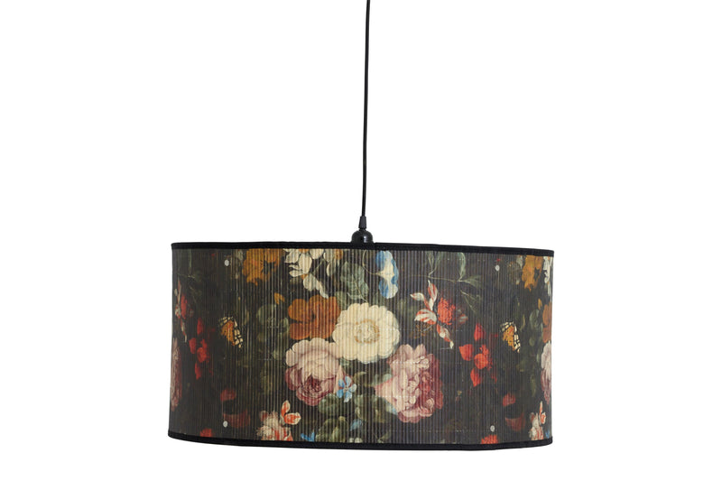 Nordal Lampenschirm Nordal Hängeleuchte Baubo aus Bambus mit Blumenprint, Ø 60cm