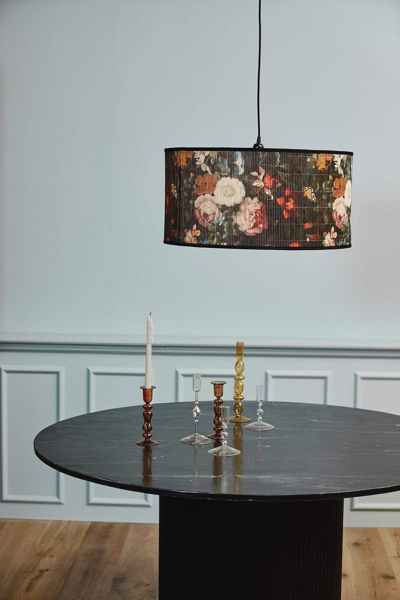 Nordal Lampenschirm Nordal Hängeleuchte Baubo aus Bambus mit Blumenprint, Ø 60cm